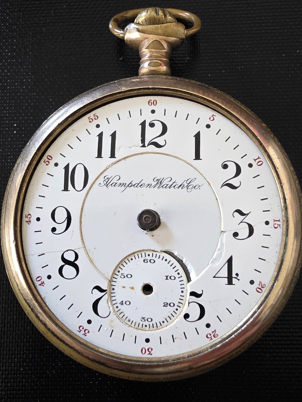 Hampden 21J 18s Dueber Double Roller Railroad Pocket Watch GF For Parts / Repair